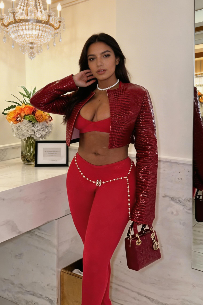 RUBY ROYALE CROC CROP JACKET