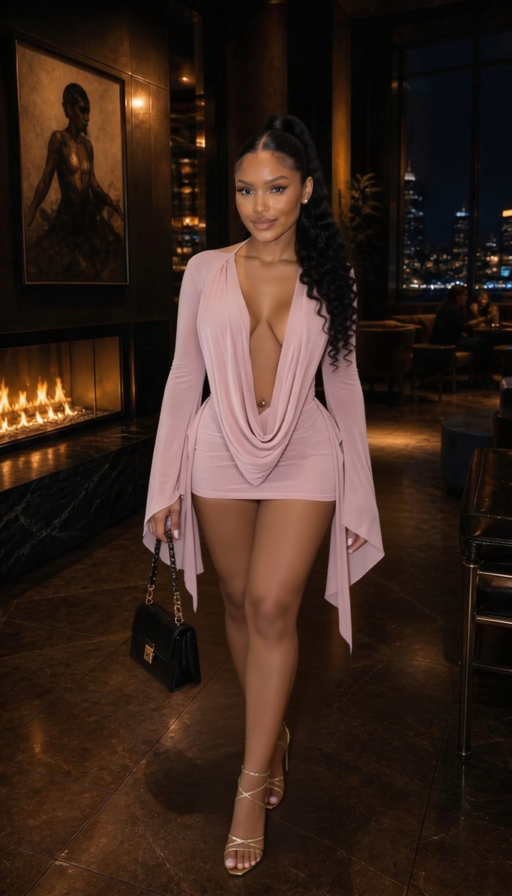 BLUSH DESIRE DRAPED MINI DRESS