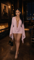 BLUSH DESIRE DRAPED MINI DRESS