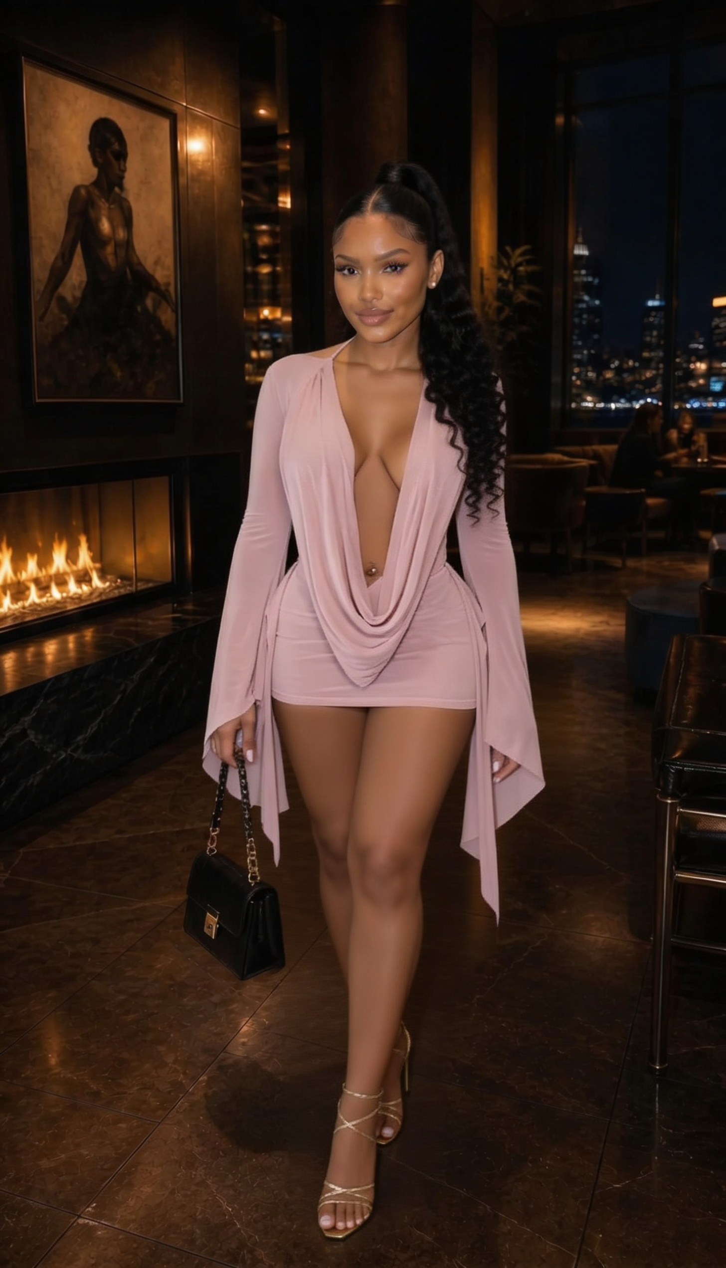 BLUSH DESIRE DRAPED MINI DRESS