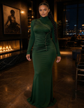 EMERALD ELEGANCE RUCHED MAXI DRESS