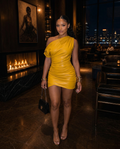 GOLDEN HOUR RUCHED MINI DRESS