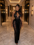 MIDNIGHT LACE ILLUSION JUMPSUIT