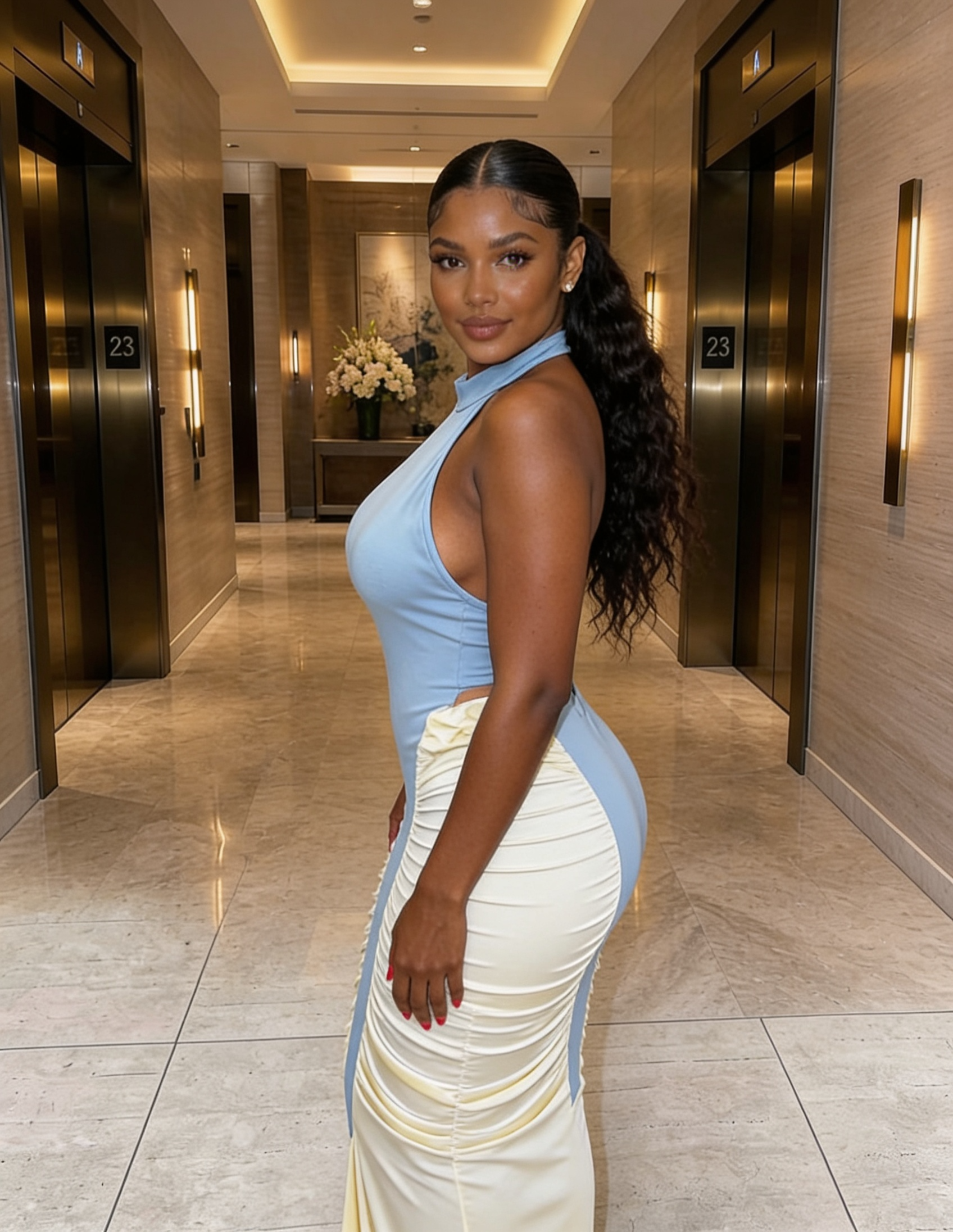 SKY SCULPT RUCHED MAXI DRESS