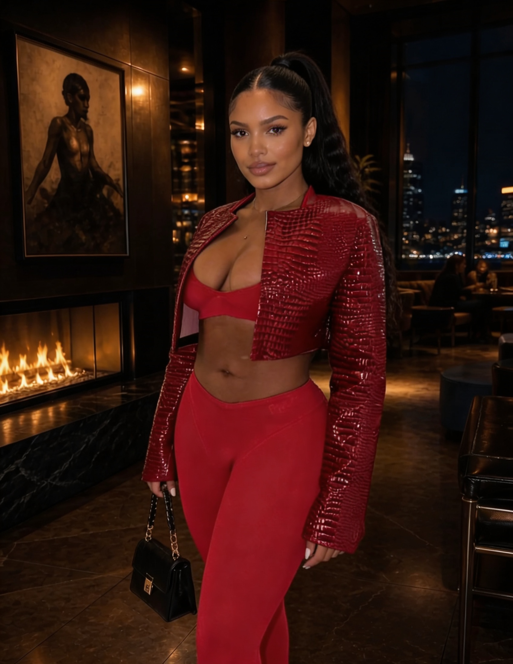 RUBY ROYALE CROC CROP JACKET